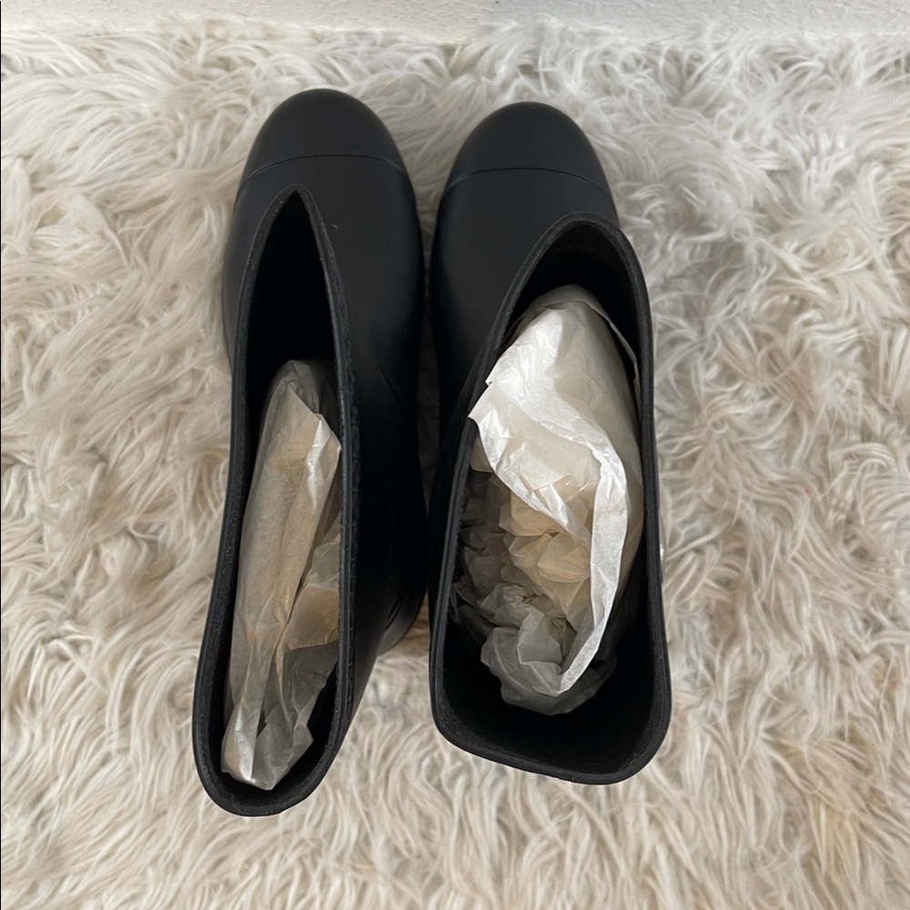 UGG Sienna Matte Rain Rubber Boots Slip On Black 1100510 Size 9 Real Fur NEW - Picture 6 of 15